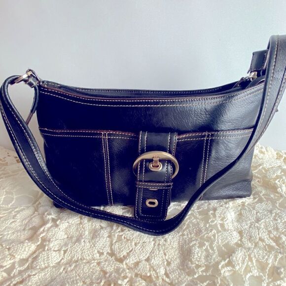 ETIENNE AIGNER | BLK & BRUSHED PEWTER SHOULDER BAG - Picture 1 of 10